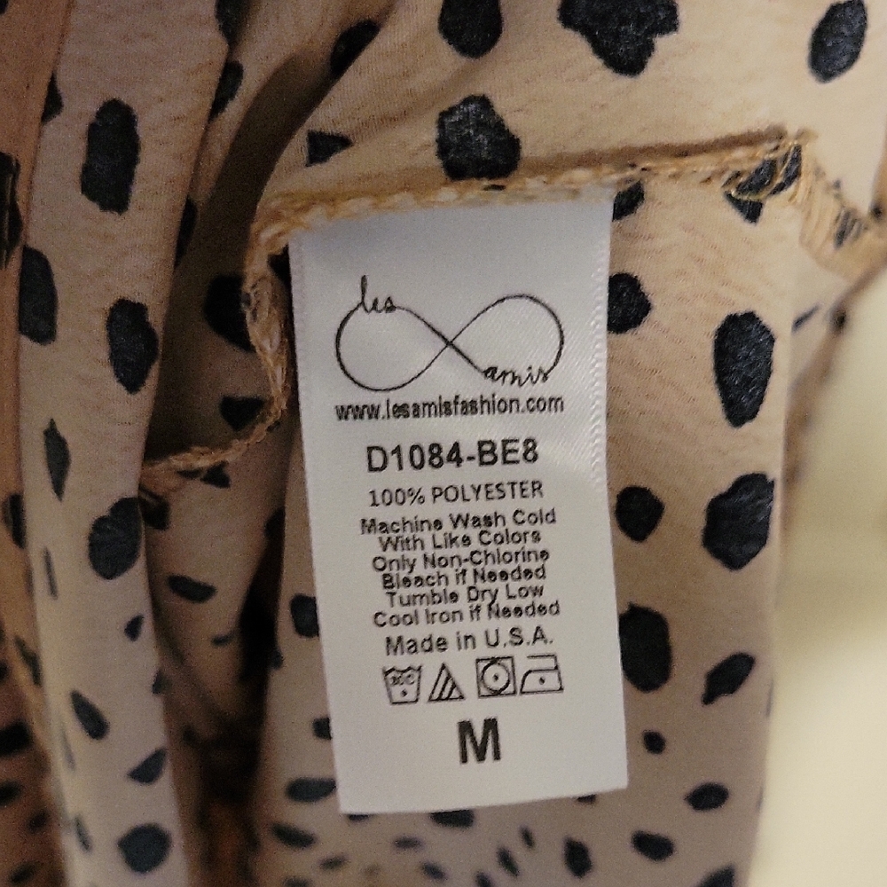 Elegant Tan Polka Dot Midi Dress - Picture 3 of 10